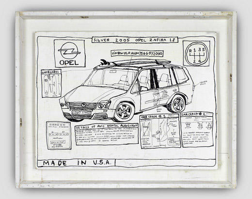 Opel 2007 synthetic polymer paint, thermal adhesive, plywood 60 x 75 3/8 x 7 in Opel 2007 synthetic polymer paint, thermal adhesive, plywood 60 x 75 3/8 x 7 in