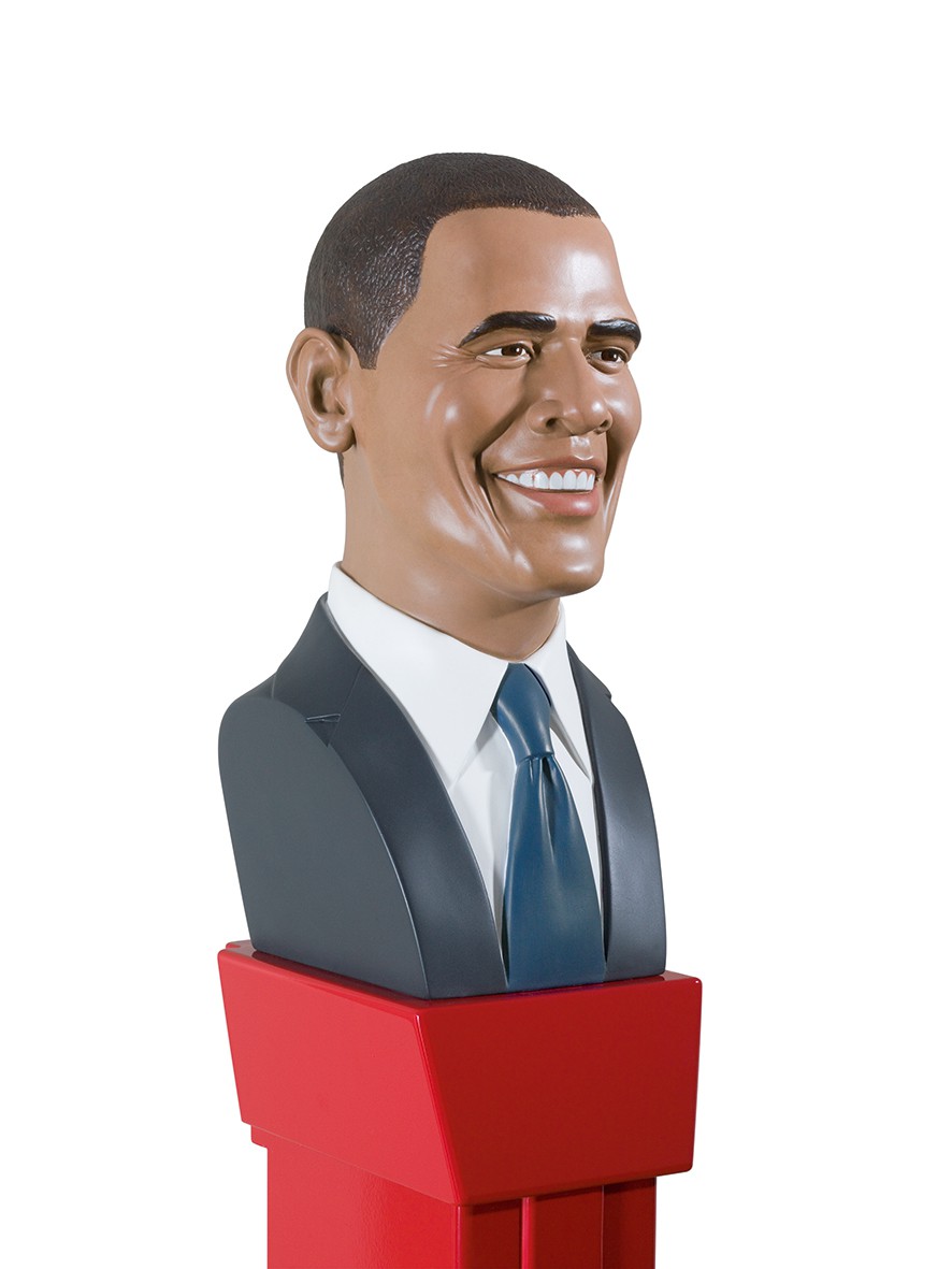 Feeding the 5000 2010 Hand-painted resin and painted acrylic on granite base 183x30x41cm Mauro Perucchetti